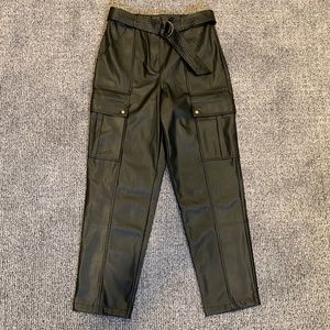 NWT! Jason Wu Soft Leather Cargo Pants Sz 6 Black